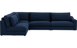 Goossens Hoekbank Odette blauw, stof, 1,5-zits, stijlvol landelijk