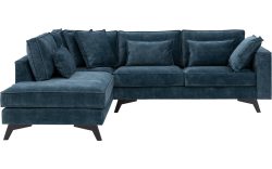 Goossens Bank Chambre blauw, stof, 3-zits, elegant chic met ligelement links