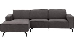 Goossens Hoekbank Hercules donkergrijs, microvezel, 2,5-zits, modern design met chaise longue links
