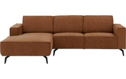 Goossens Hoekbank Hercules bruin, microvezel, 2-zits, modern design met chaise longue links