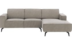 Goossens Hoekbank Hercules grijs, microvezel, 2-zits, modern design met chaise longue rechts