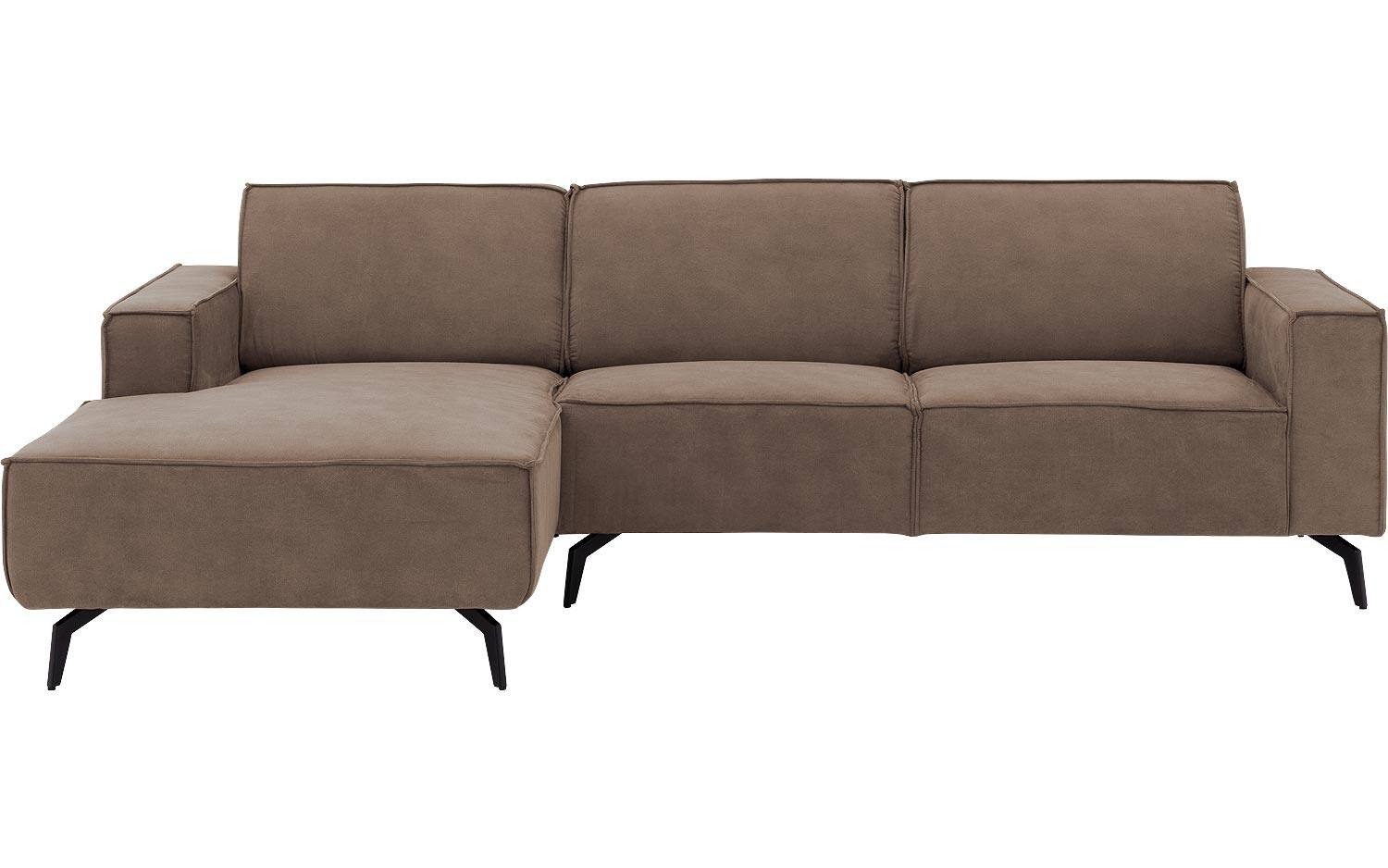 Goossens Hoekbank Hercules bruin, microvezel, 2,5-zits, modern design met chaise longue links