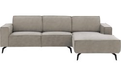 Goossens Hoekbank Hercules grijs, microvezel, 2,5-zits, modern design met chaise longue rechts