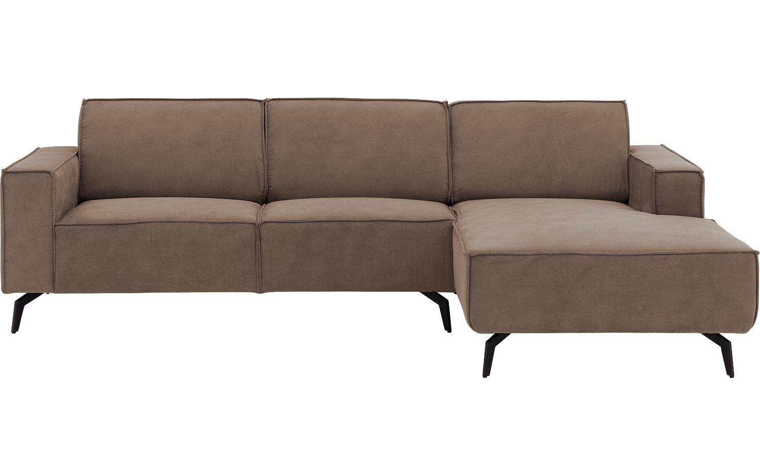Goossens Hoekbank Hercules bruin, microvezel, 2,5-zits, modern design met chaise longue rechts