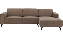 Goossens Hoekbank Hercules bruin, microvezel, 3-zits, modern design met chaise longue rechts