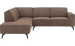 Goossens Hoekbank Hercules bruin, microvezel, 2-zits, modern design met ligelement links