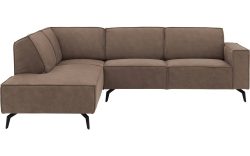 Goossens Hoekbank Hercules bruin, microvezel, 2,5-zits, modern design met ligelement links