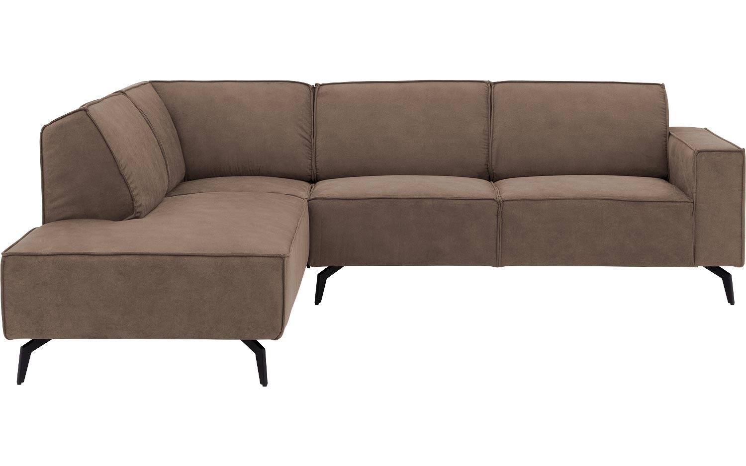 Goossens Hoekbank Hercules bruin, microvezel, 2,5-zits, modern design met ligelement links