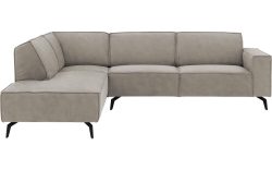 Goossens Hoekbank Hercules grijs, microvezel, 3-zits, modern design met ligelement links