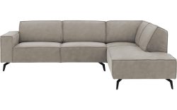Goossens Hoekbank Hercules grijs, microvezel, 3-zits, modern design met ligelement rechts