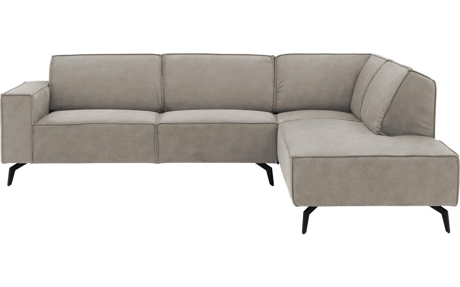 Goossens Hoekbank Hercules grijs, microvezel, 3-zits, modern design met ligelement rechts