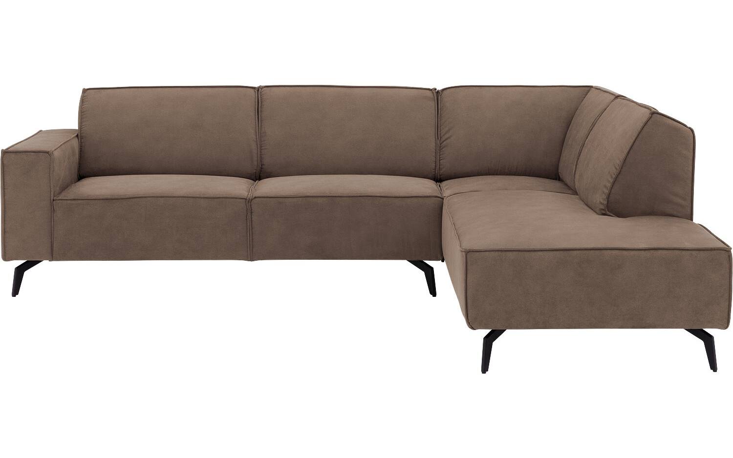 Goossens Hoekbank Hercules bruin, microvezel, 3-zits, modern design met ligelement rechts