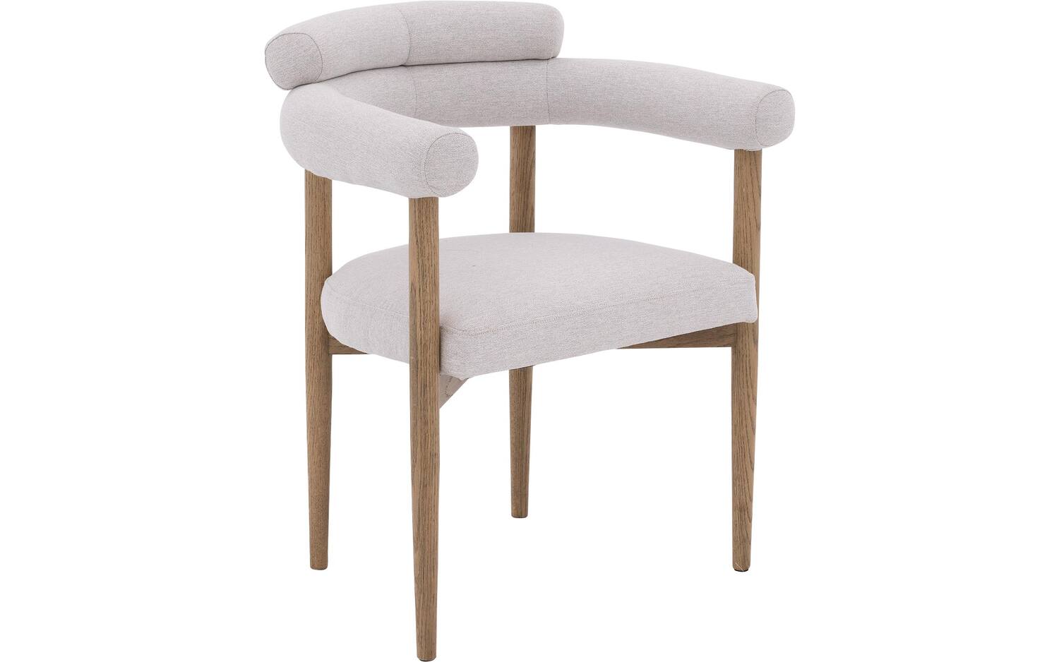 Goossens Excellent Stoel Splinter met Massief Houten Frame lichtgrijs stof met armleuning, elegant chic