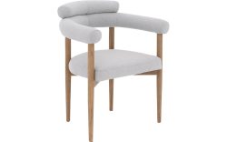 Goossens Excellent Stoel Splinter met Massief Houten Frame grijs stof met armleuning, elegant chic