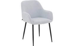 Goossens Basic Eetkamerstoel Anne blauw stof met armleuning,