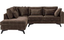 Goossens Bank Chambre bruin, stof, 2-zits, elegant chic met ligelement links