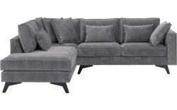 Goossens Bank Chambre grijs, stof, 2-zits, elegant chic met ligelement links