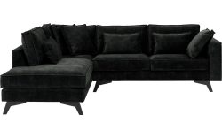 Goossens Bank Chambre zwart, stof, 2,5-zits, elegant chic met ligelement links