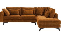 Goossens Bank Chambre cognac, stof, 3-zits, elegant chic met ligelement rechts
