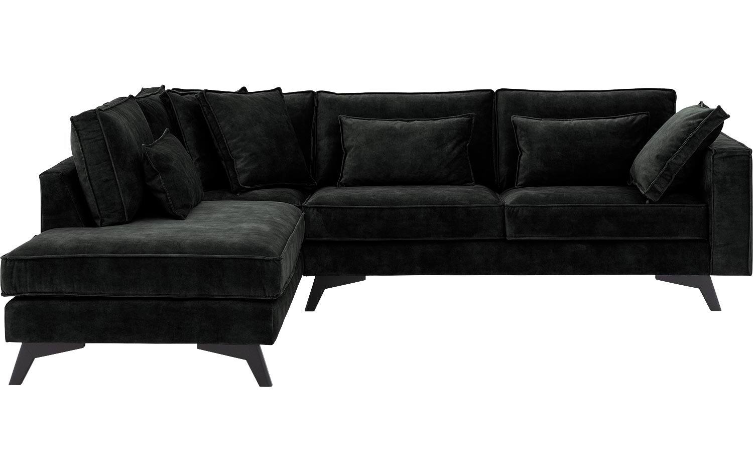 Goossens Bank Chambre zwart, stof, 3-zits, elegant chic met ligelement links