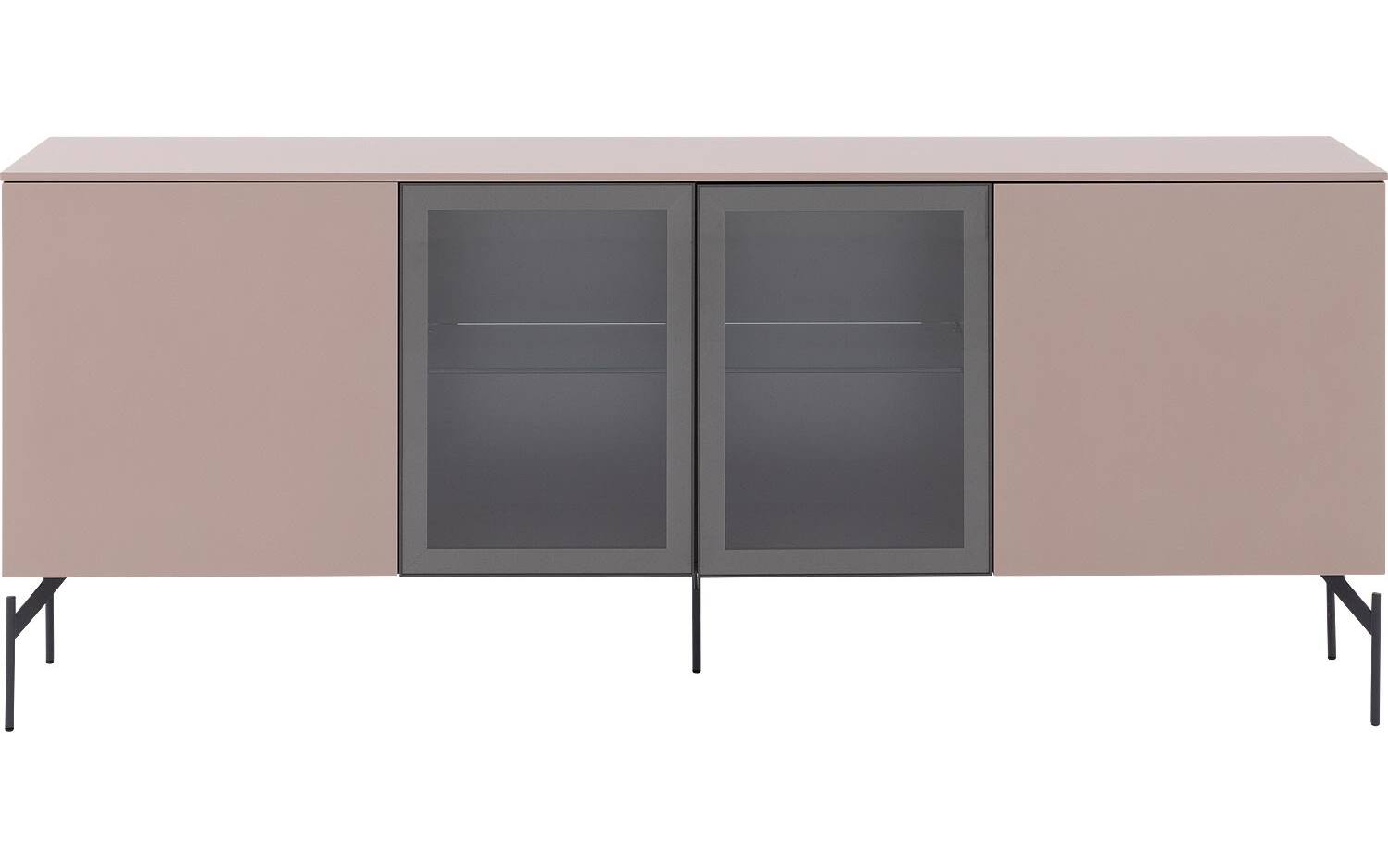 Goossens Excellent Dressoir Fame, 4 deuren staand (2 dichte deuren, 2 midden glasdeuren)