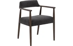 Goossens Stoel Jesper met Massief Houten Frame antraciet stof met armleuning,