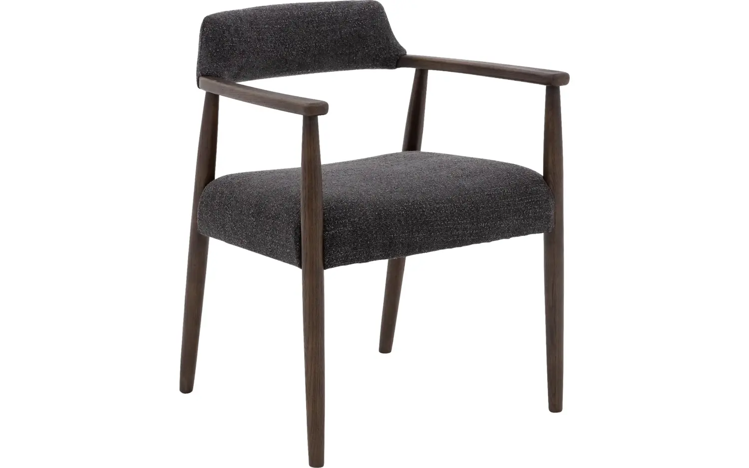Goossens Stoel Jesper met Massief Houten Frame antraciet stof met armleuning,