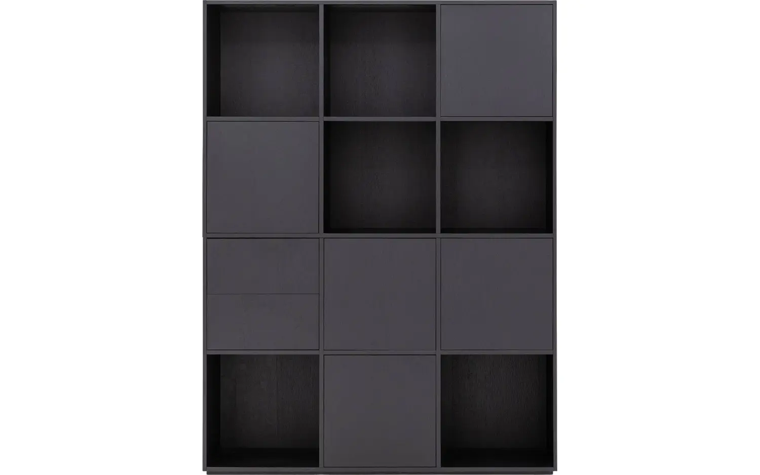 Goossens Wandmeubel Sevilla, 5 deuren 2 laden 6 open vakken, zwart eiken, 158 x 211 x 45 cm, modern design