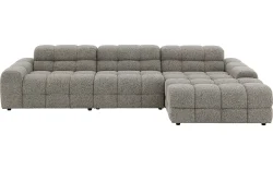 Goossens Bank Dean groen, stof, met chaise longue rechts