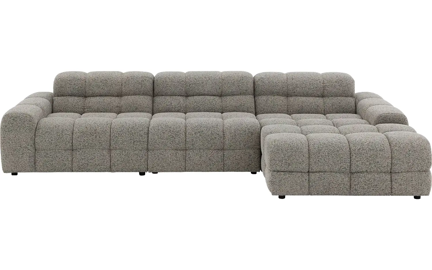 Goossens Bank Dean groen, stof, met chaise longue rechts
