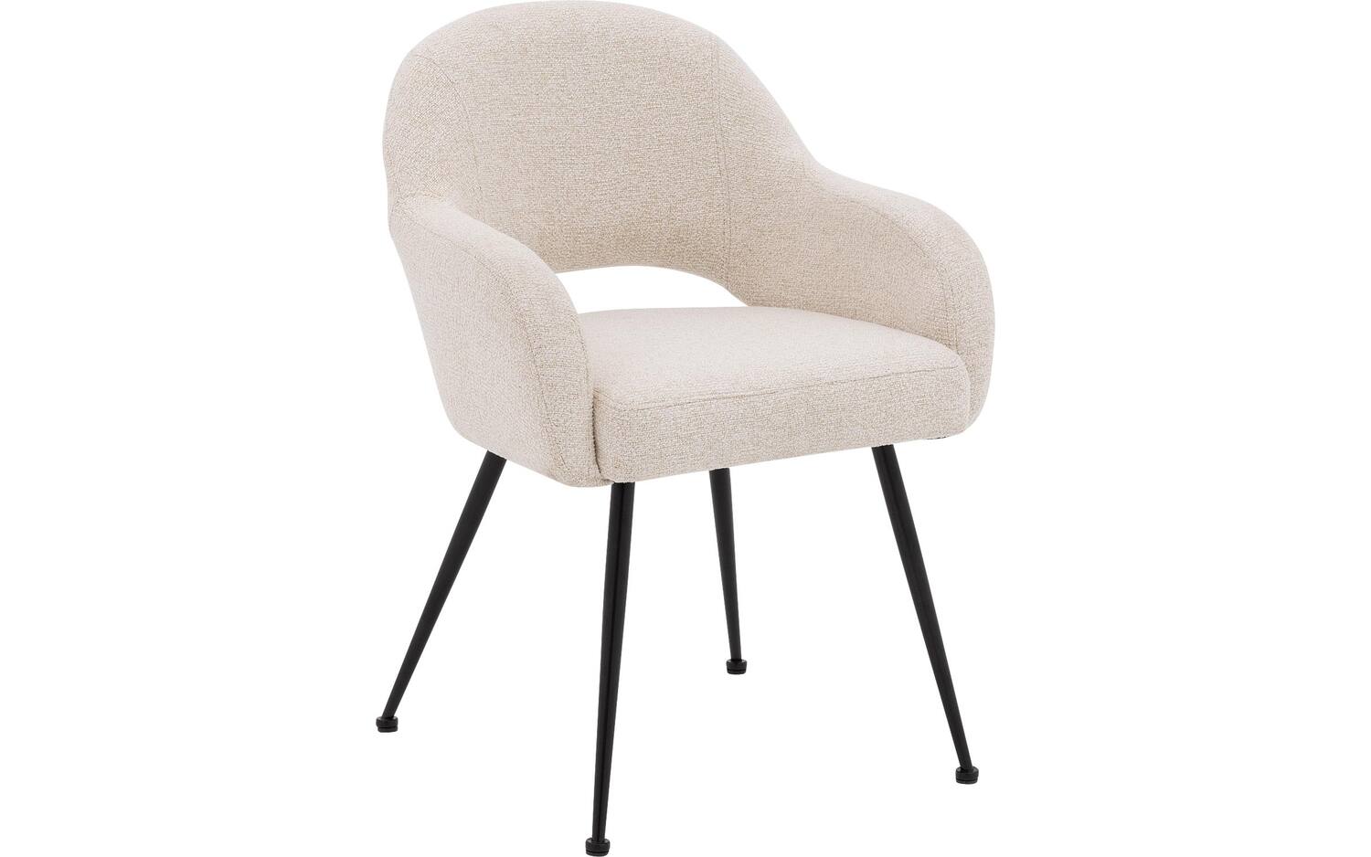 Goossens Eetkamerstoel Briggen beige stof met armleuning,