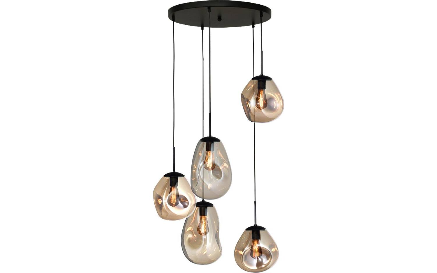 Goossens Hanglamp Lava, Hanglamp met 5 lichtpunten (base Ø 50 cm)