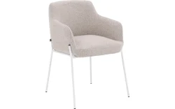 Goossens Stoel Pepijn beige stof met armleuning, modern design