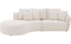 Goossens Bank Fay wit, stof, 1,5-zits, stijlvol landelijk met chaise longue links