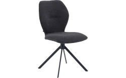 Goossens Eetkamerstoel Hera blauw stof leuning, modern design