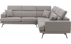 Goossens Hoekbank Viggo grijs, stof, 2,5-zits, modern design