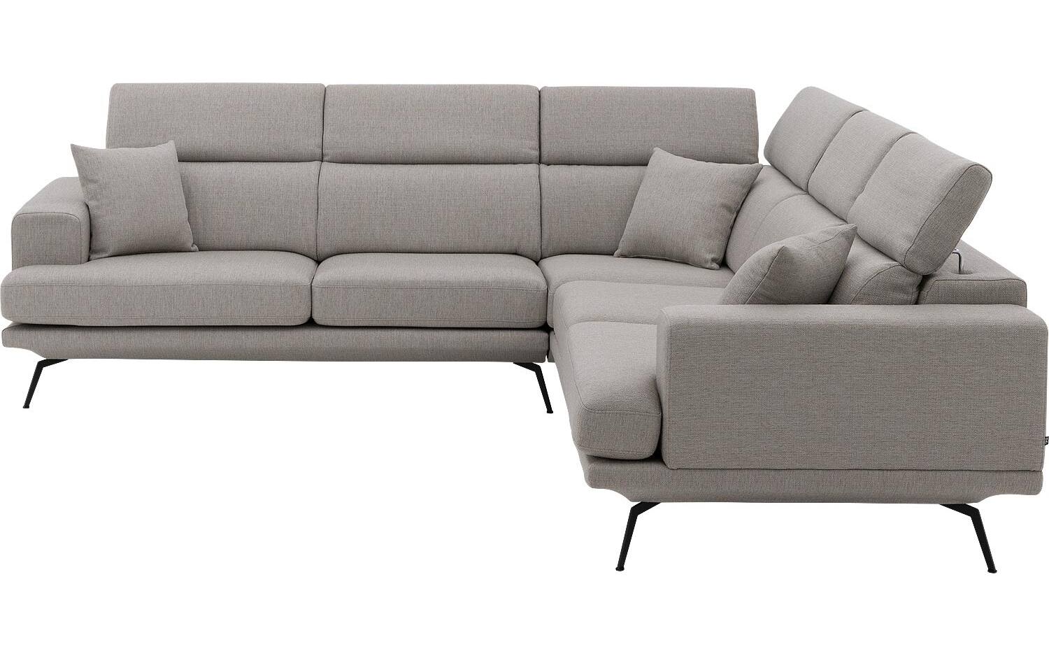 Goossens Hoekbank Viggo grijs, stof, 2,5-zits, modern design
