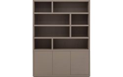 Goossens Buffetkast Barcelona, 3 deuren 8 open vakken, bruin eiken, 158 x 212 x 45 cm, stijlvol landelijk