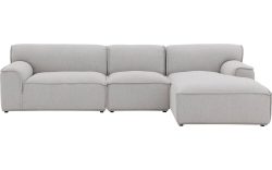 Goossens Excellent Elementenbank Sens bruin, stof, 1,5-zits, urban industrieel met chaise longue rechts