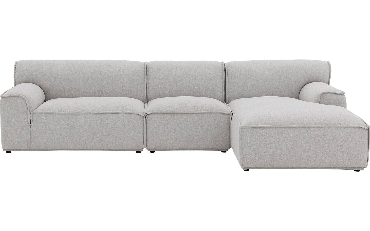 Goossens Excellent Elementenbank Sens bruin, stof, 1,5-zits, urban industrieel met chaise longue rechts