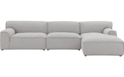 Goossens Excellent Elementenbank Sens bruin, stof, 1,5-zits, urban industrieel met chaise longue rechts