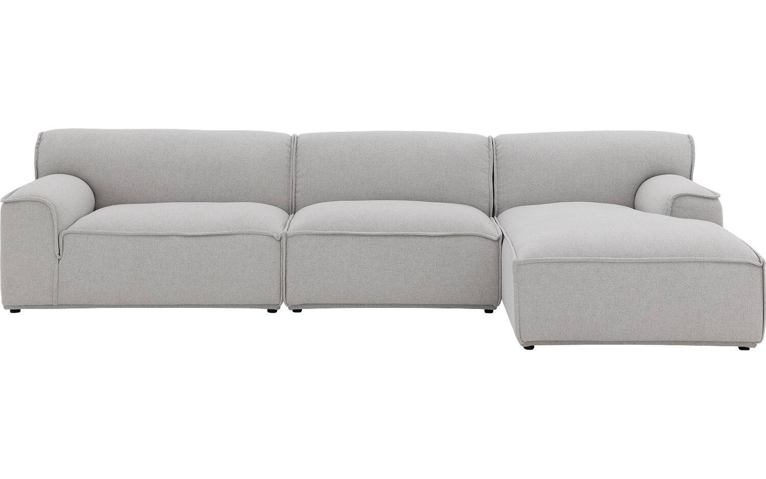 Goossens Excellent Elementenbank Sens bruin, stof, 1,5-zits, urban industrieel met chaise longue rechts