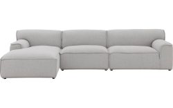 Goossens Excellent Elementenbank Sens bruin, stof, 1,5-zits, urban industrieel met chaise longue links
