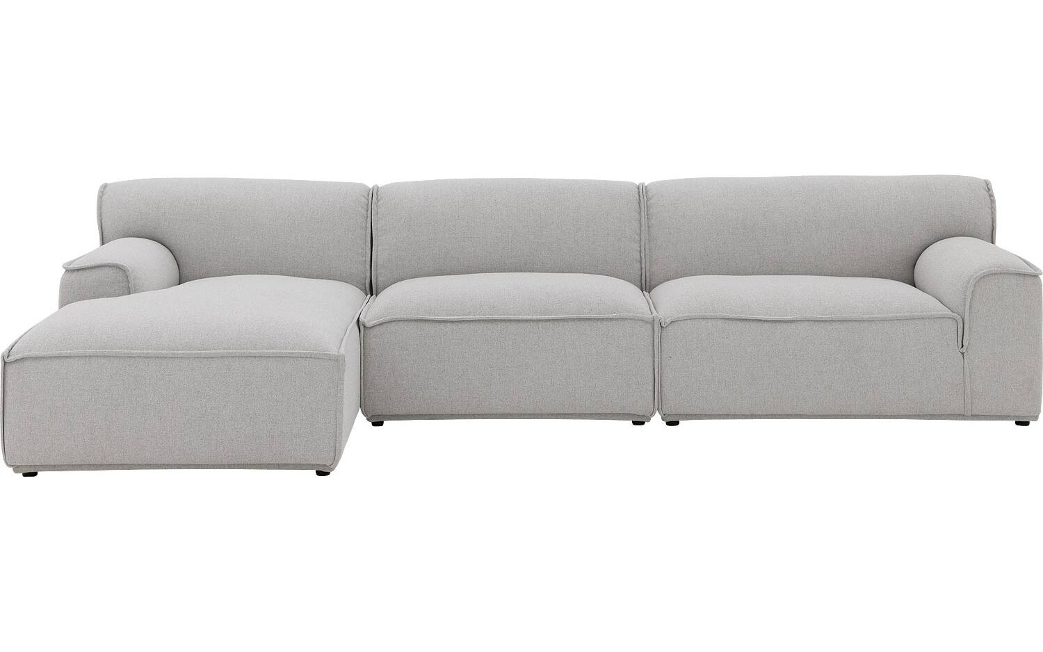 Goossens Excellent Elementenbank Sens bruin, stof, 1,5-zits, urban industrieel met chaise longue links