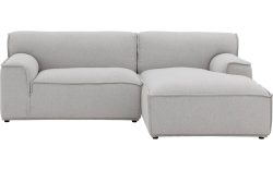 Goossens Excellent Elementenbank Sens bruin, stof, 1,5-zits, urban industrieel met chaise longue rechts