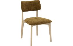 Goossens Stoel Kris met Massief Houten Frame groen stof leuning, modern design