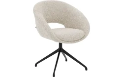 Goossens Stoel Babs beige stof graden draaibaar met armleuning, modern design