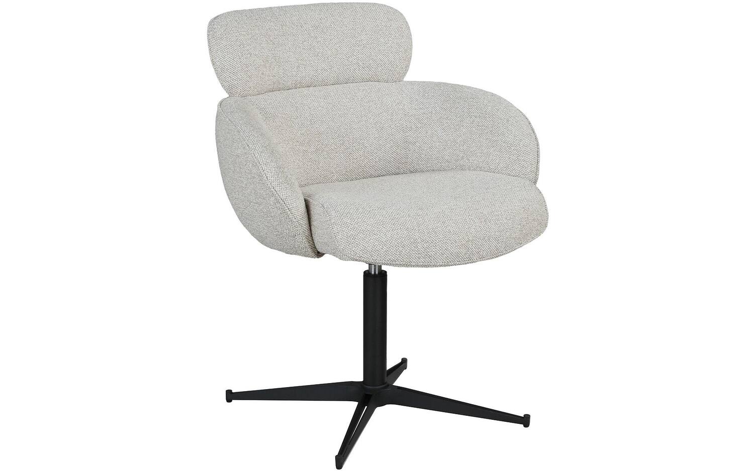 Goossens Eetkamerstoel Suus goud stof graden draaibaar met return functie met armleuning, modern design