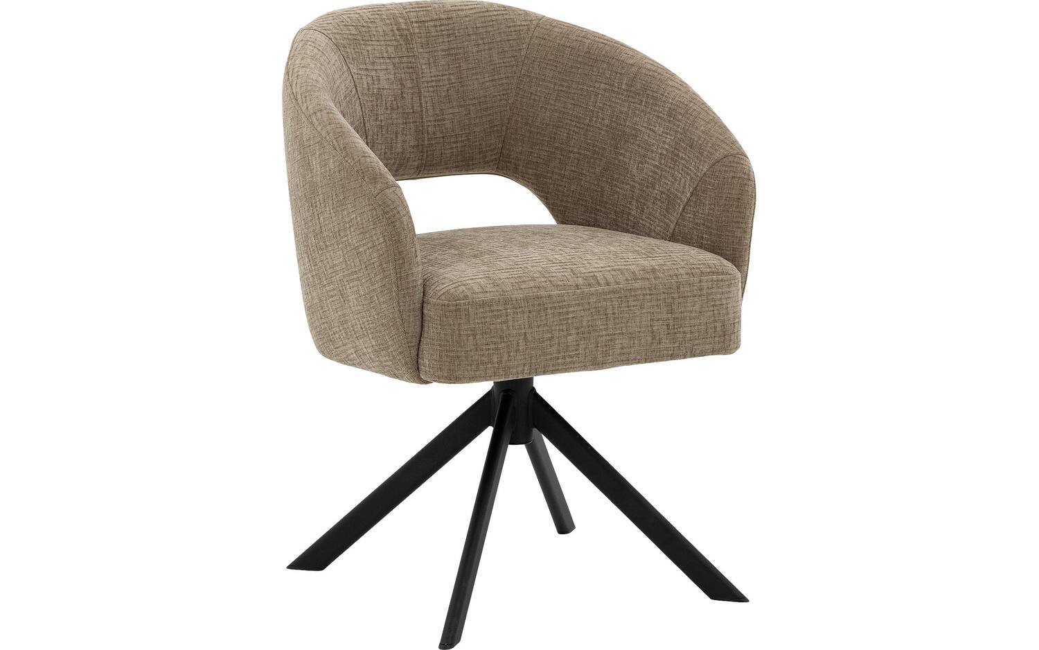 Goossens Excellent Stoel Ilse beige stof graden draaibaar met autoreturn met armleuning, elegant chic