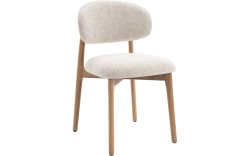 Goossens Eetkamerstoel Bessy met Massief Houten Frame beige stof leuning,